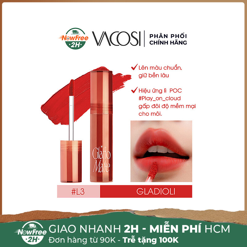 Son Kem Lì Vacosi L3 Gladioli Màu Đỏ Cam 5.5g